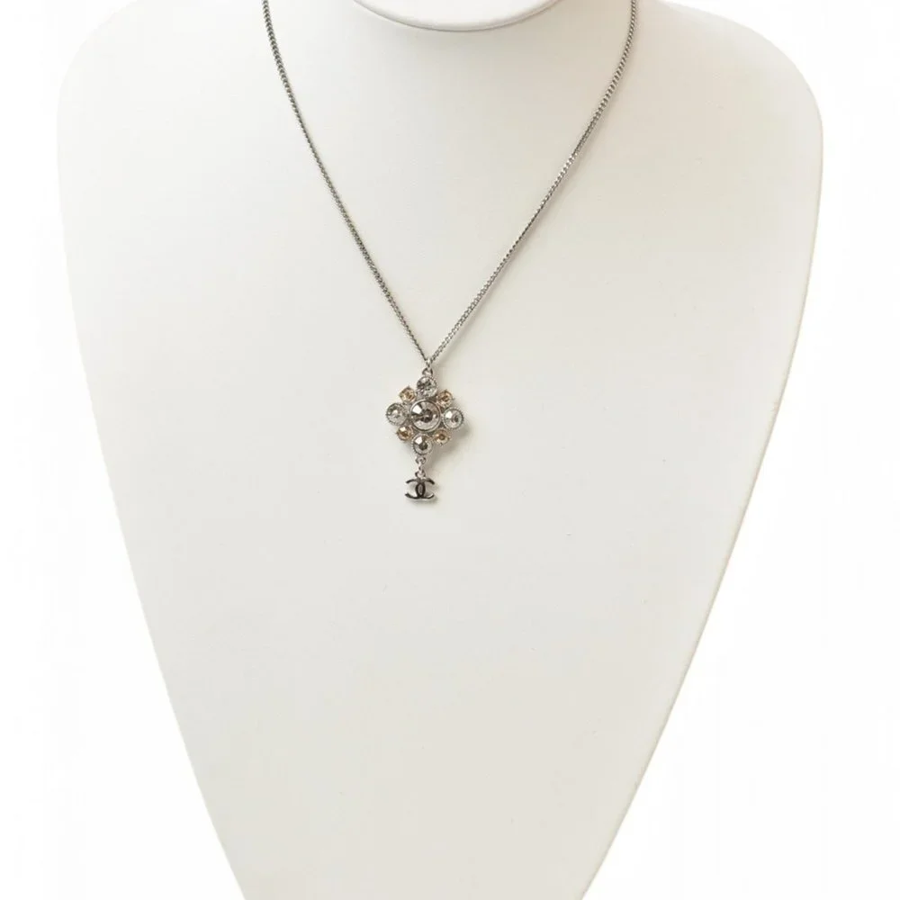 CHANEL Silver Logo Necklace